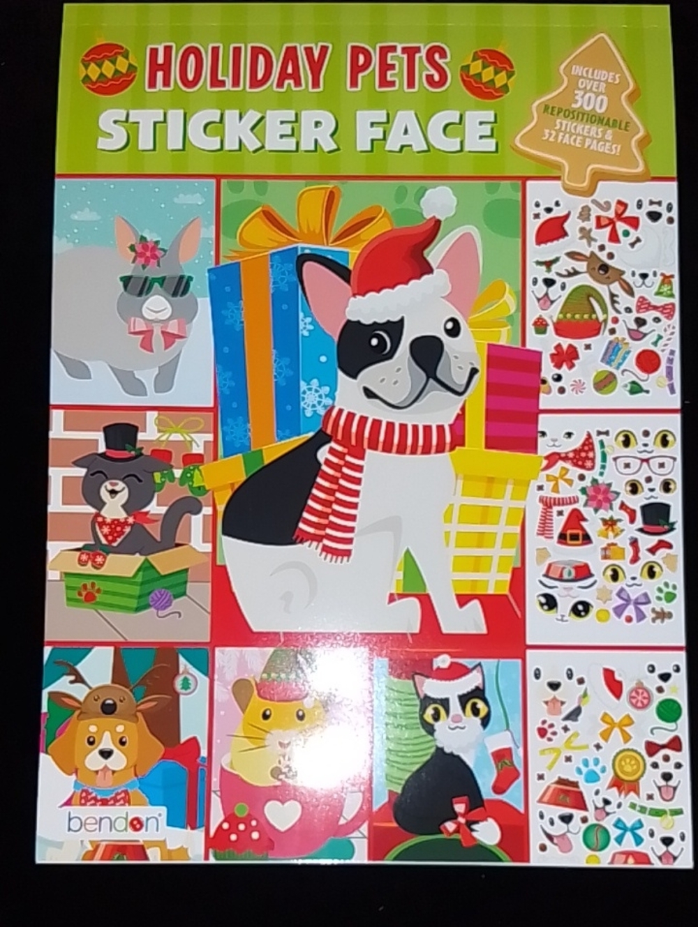 Holiday Pets Sticker Face Activity Book by bendon - Red & Green